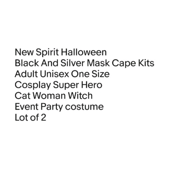 Spirit Halloween 2 Mask Cape Kits Cosplay Costume Party Black & Silver Adult New - Picture 12 of 13